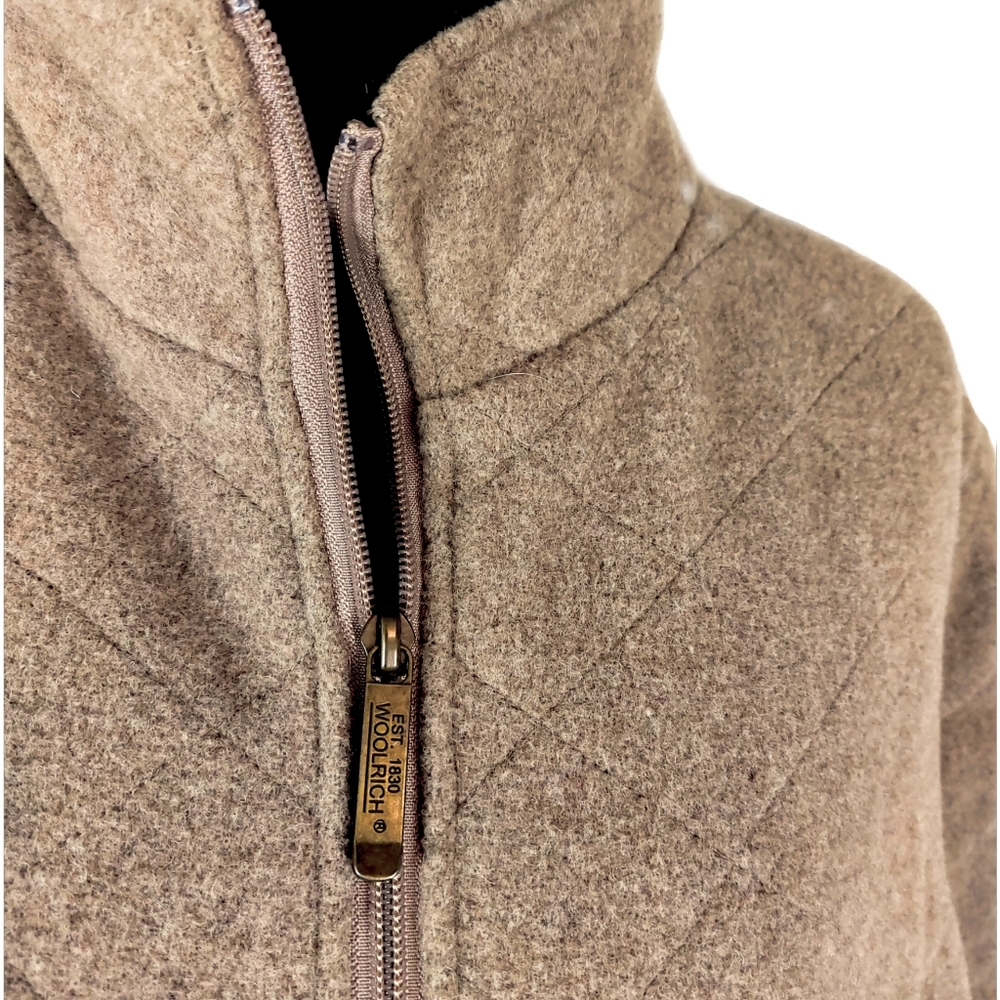 Vtg Woolrich Womens Wool Hazelnut/Heather Cozy Warm Insulated Zip Jacket Sz L - Picture 2 of 9